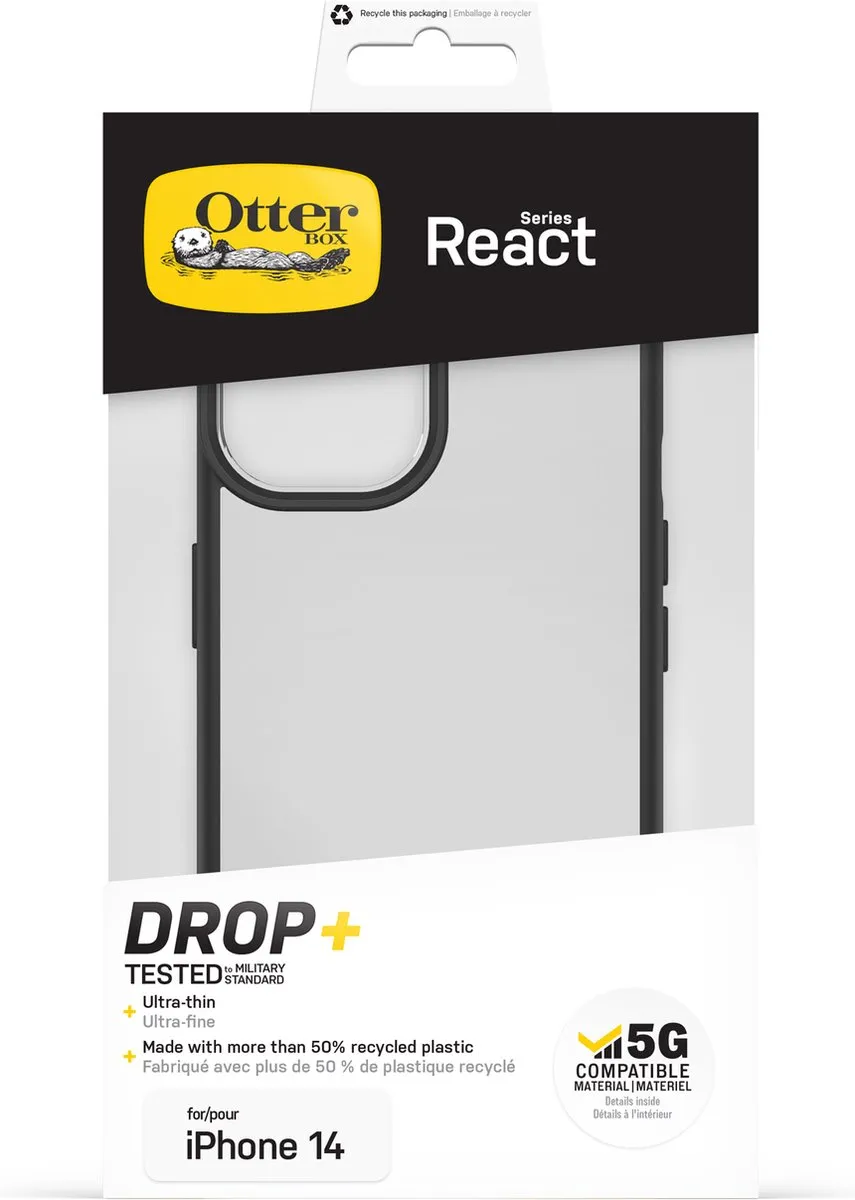 OtterBox React Hoesje 77-8882 iPhone 14 - Transparant/Zwart