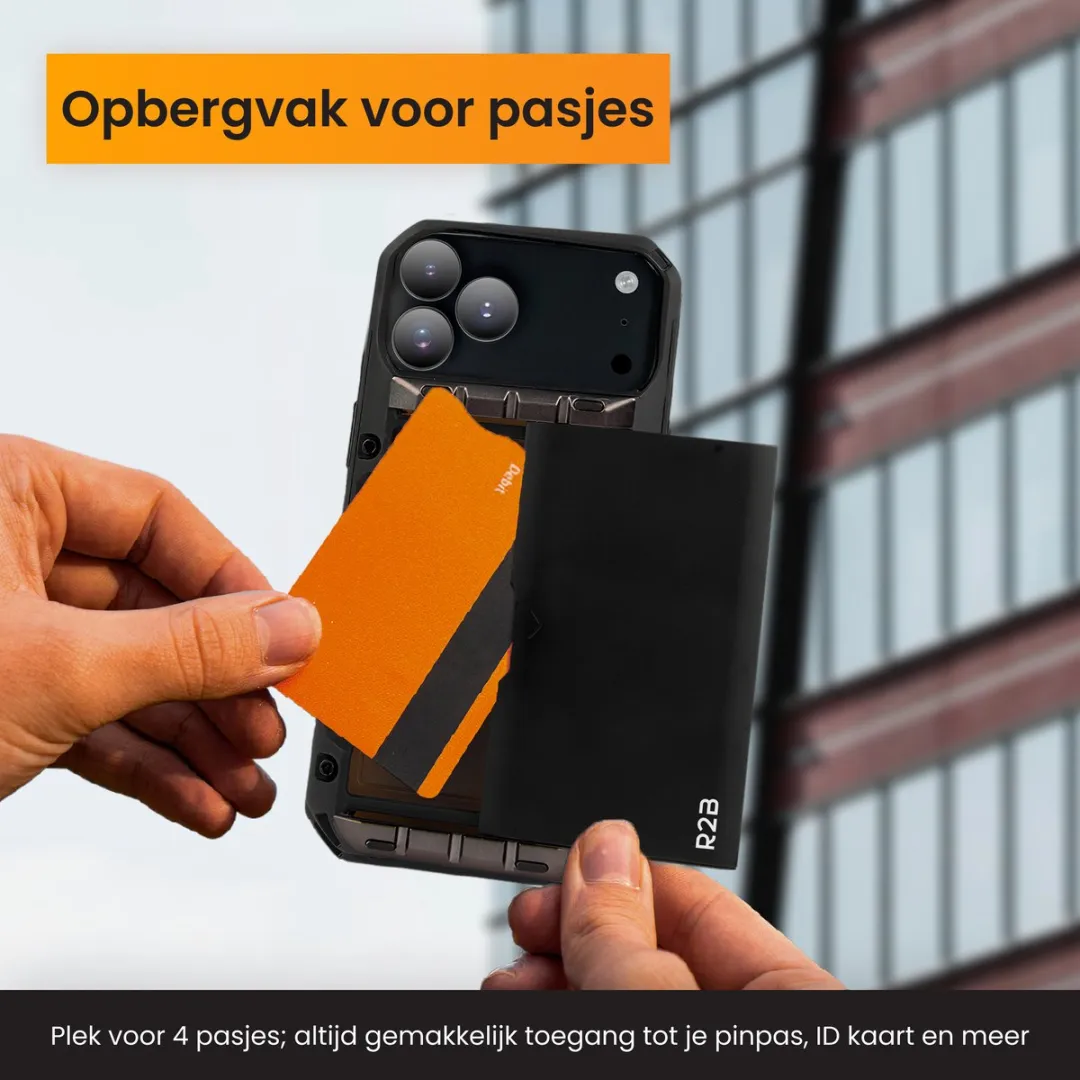 R2B iPhone 17 Pro Max Hoesje met Pasjeshouder - 4 Pasjes - Zwart