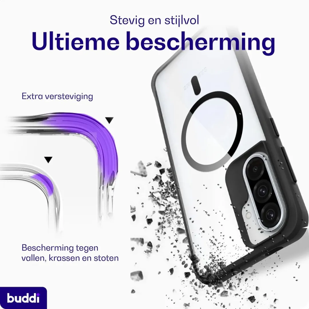 Buddi Hybrid Hoesje Samsung Galaxy A37 - MagSafe - Transparant Zwart