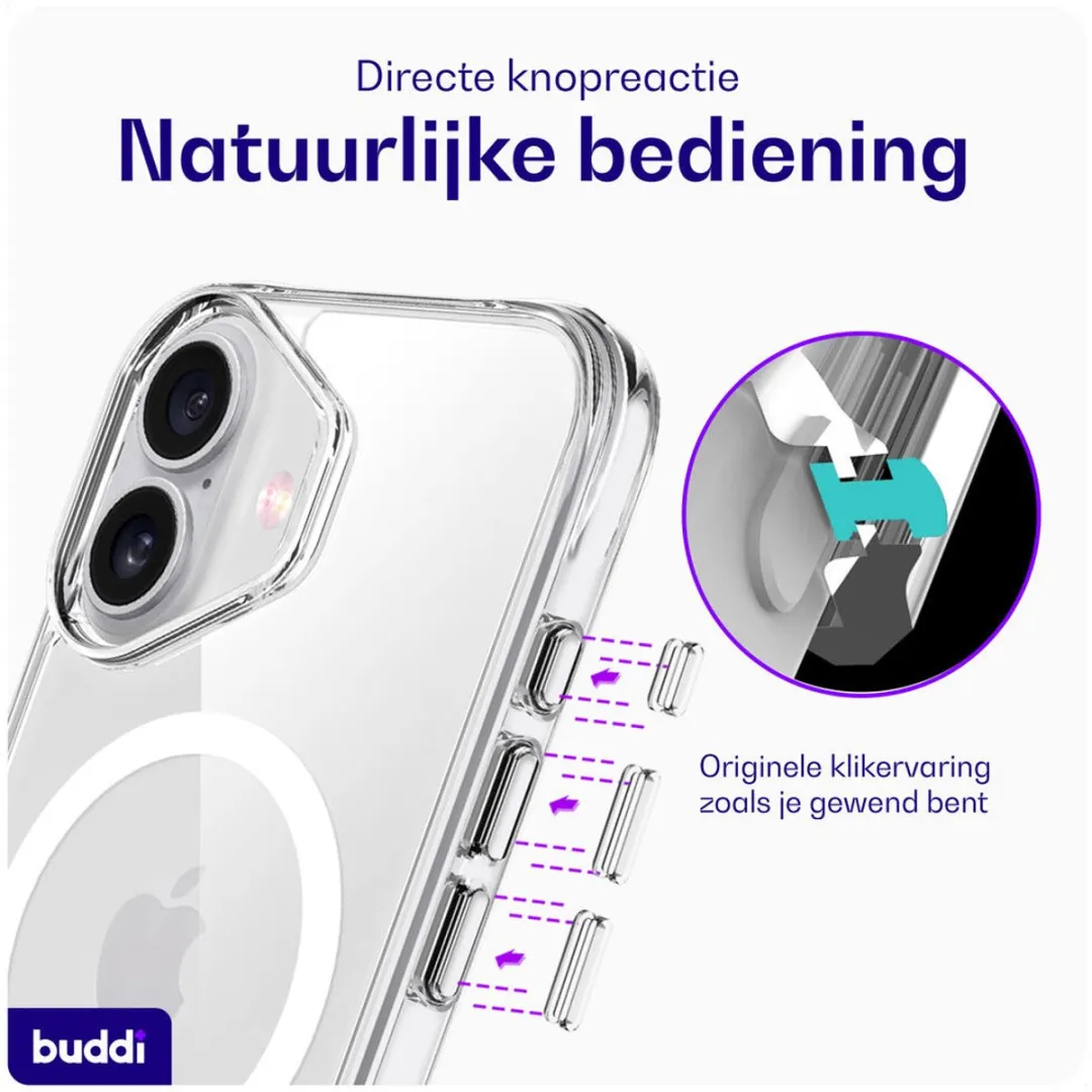 Buddi Core iPhone 16 Hoesje - MagSafe - Transparant
