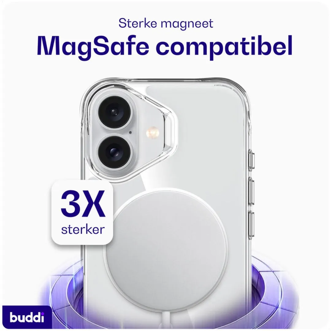 Buddi Core iPhone 16 Hoesje - MagSafe - Transparant