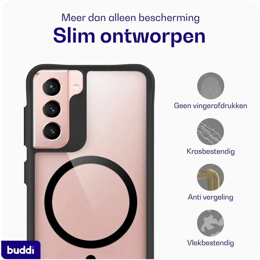 Buddi Hybrid Hoesje Samsung Galaxy S21 - MagSafe - Transparant Zwart