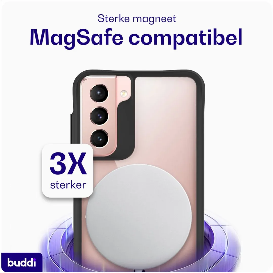 Buddi Hybrid Hoesje Samsung Galaxy S21 - MagSafe - Transparant Zwart
