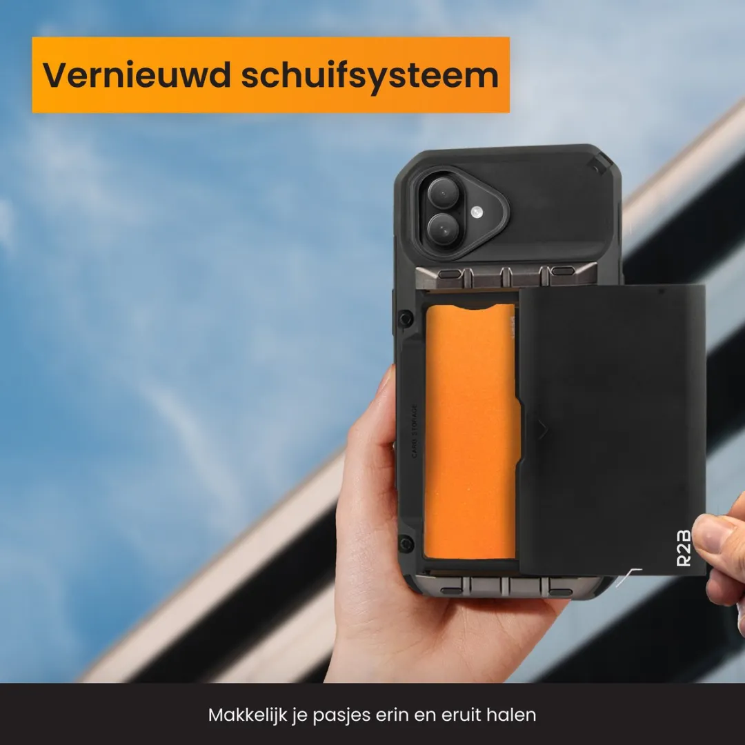R2B iPhone 16 Hoesje Zeist - 4 Pasjes - Zwart