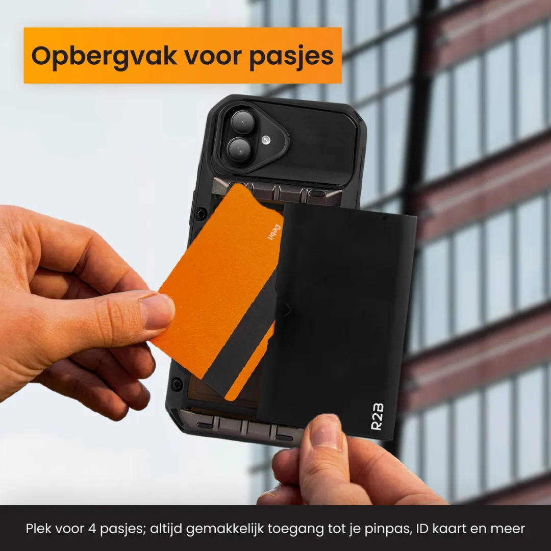 R2B iPhone 16 Hoesje Zeist - 4 Pasjes - Zwart