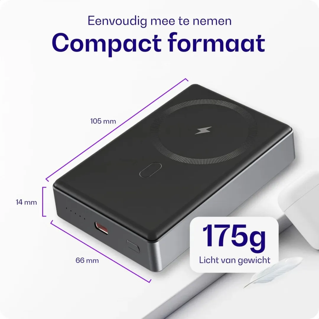 Buddi Connect Powerbank 10.000mAh - MagSafe 20W - Zwart