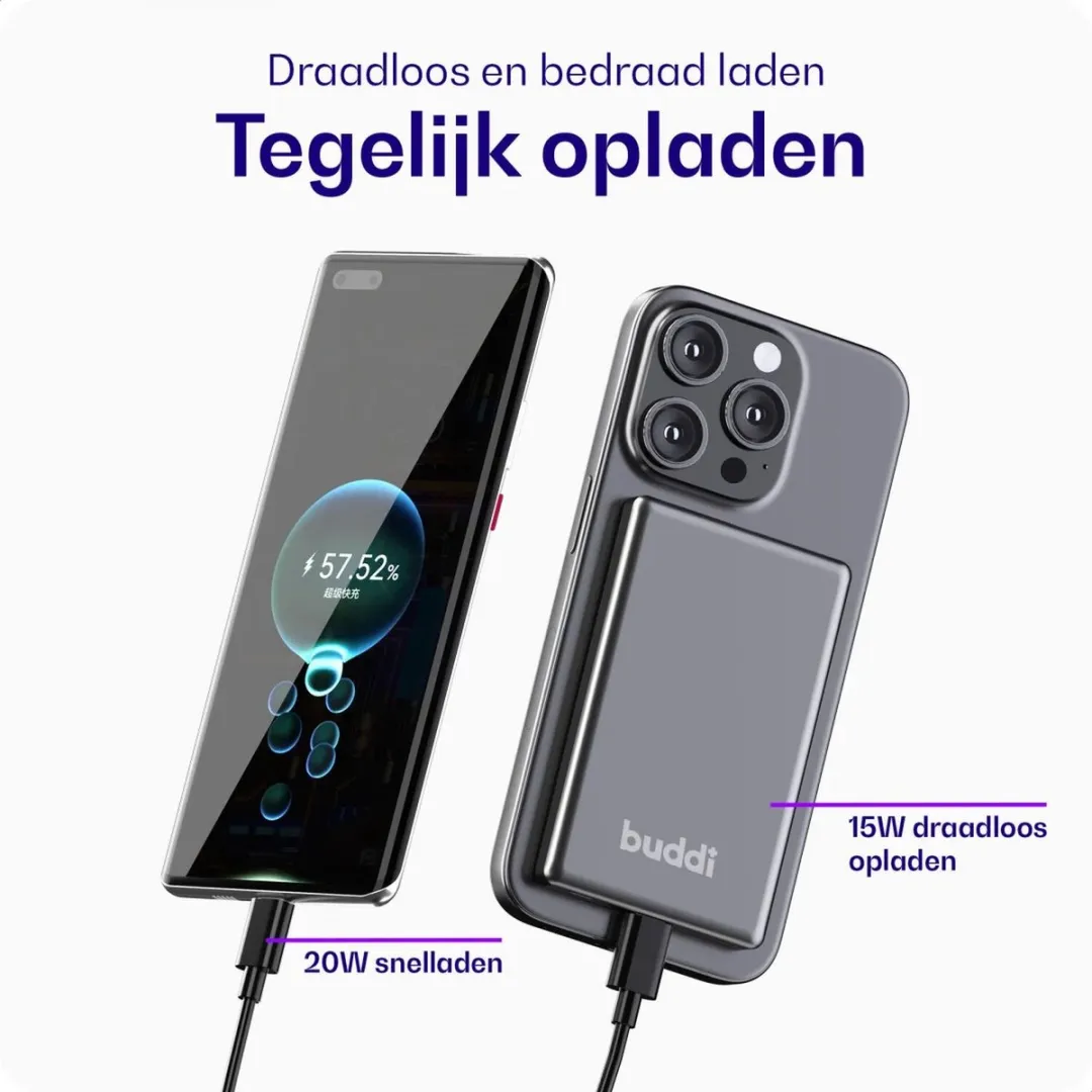 Buddi Connect Powerbank 10.000mAh - MagSafe 20W - Zwart
