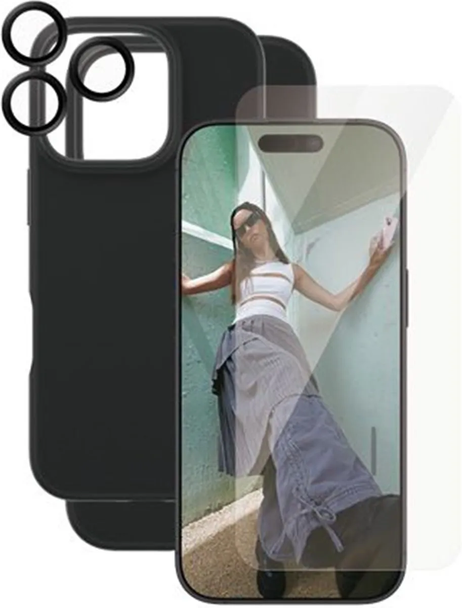 PanzerGlass Elegant Beschermingspakket iPhone 16 Plus 3-in-1 - Doorzichtig zwart