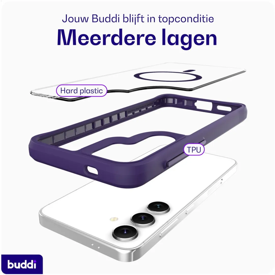 Buddi Hybrid Hoesje Samsung Galaxy S25/S24 - MagSafe - Transparant Paars
