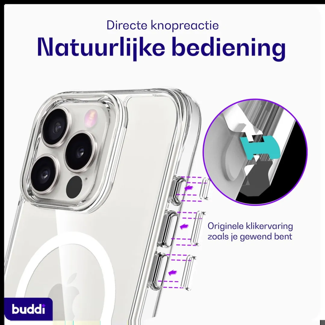 Buddi Core iPhone 16 Pro Hoesje - MagSafe Transparant