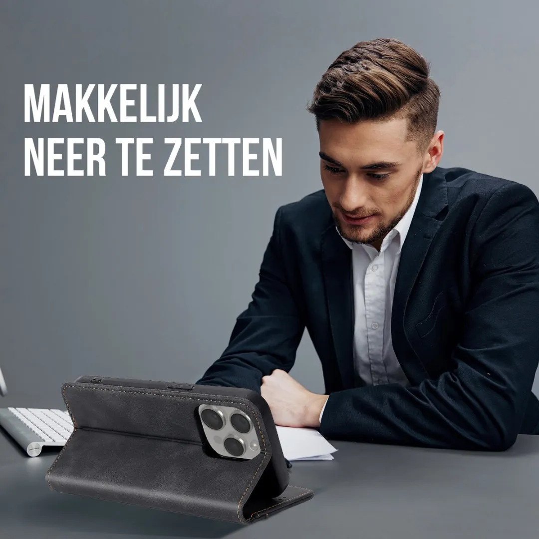 NUVEX iPhone 15 Pro Hoesje met Pasjeshouder - 2 Pasjes - Zwart