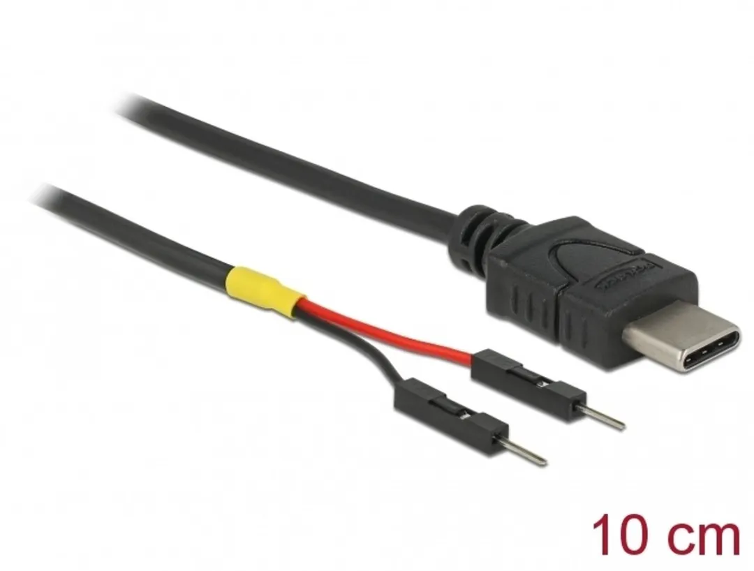 Delock USB-C naar 2x Pin Header Voedingskabel 10cm - Zwart