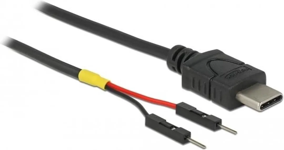 Delock USB-C naar 2x Pin Header Voedingskabel 10cm - Zwart