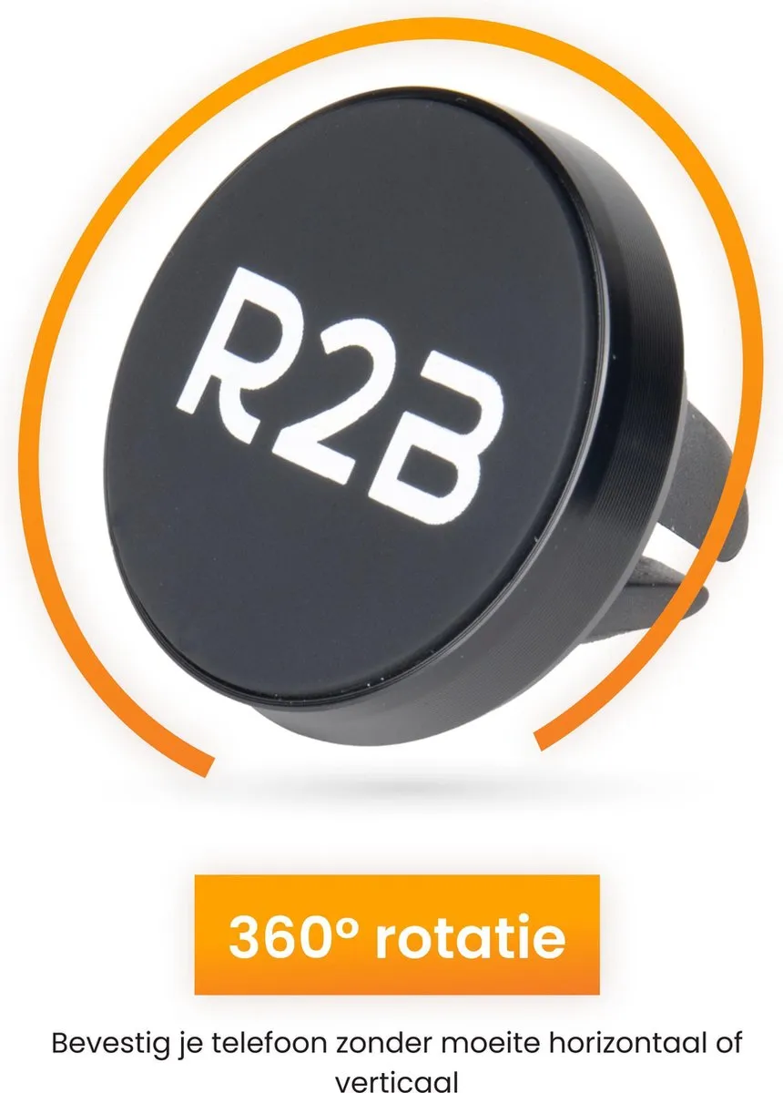 R2B Magnetische Telefoonhouder Auto Ventilatie - Zwart