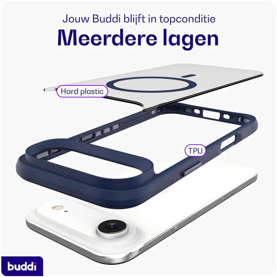 Buddi Hybrid 444777999222 Hoesje - iPhone Air - MagSafe - Matte Blauw
