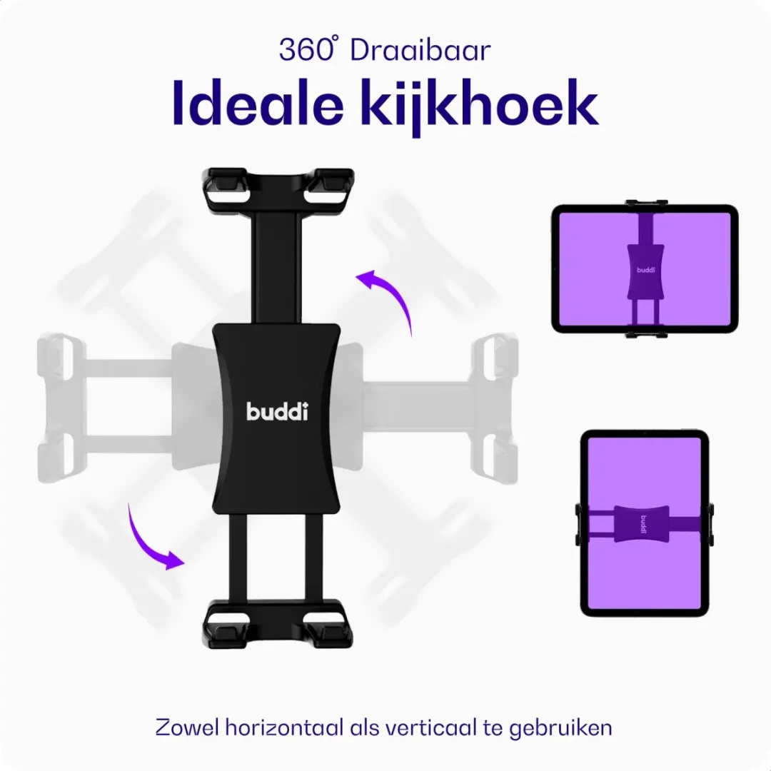 Buddi TabWay Autohouder Hoofdsteun - Universeel - Zwart