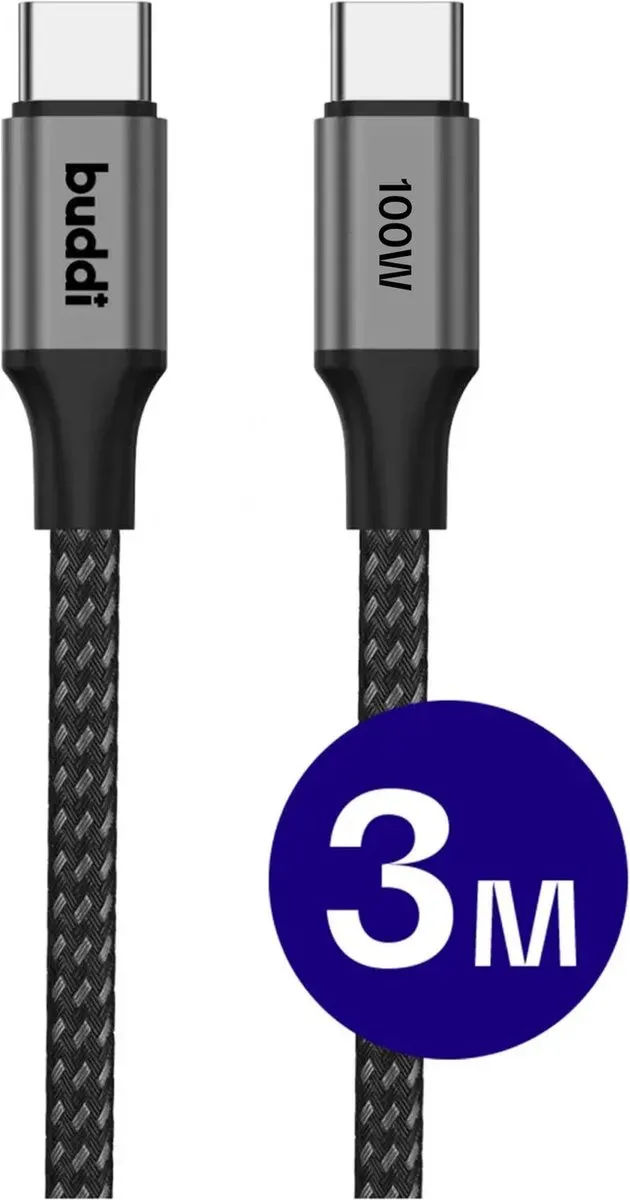 Buddi Flex USB-C naar USB-C Kabel 100W