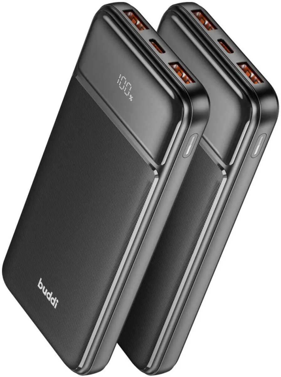 Buddi Boost 10.000 mAh Powerbank - USB-A/USB-C - 22,5W - Zwart