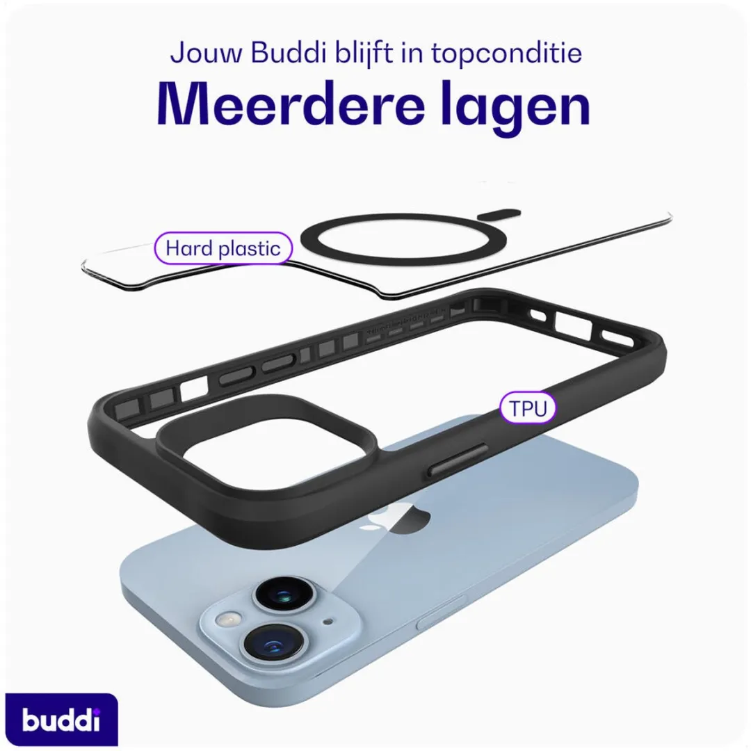 Buddi Hybrid Hoesje iPhone 13 Pro - MagSafe - Transparant Zwart