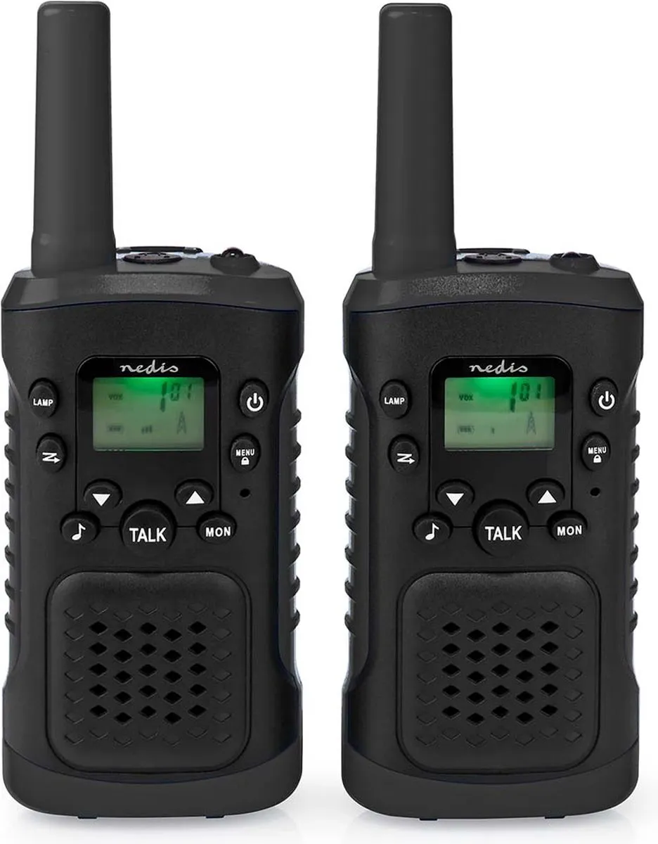 Nedis Walkie Talkie – Set van 2 – 6 km Bereik – 8 Kanalen – Met Headsets – Zwart