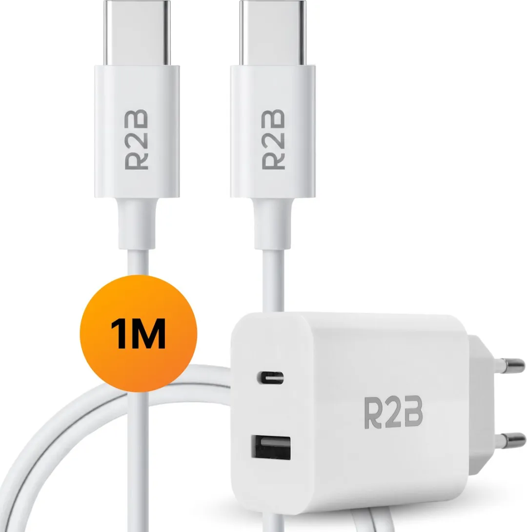 R2B USB-C Kabel 1m met USB-A Adapter