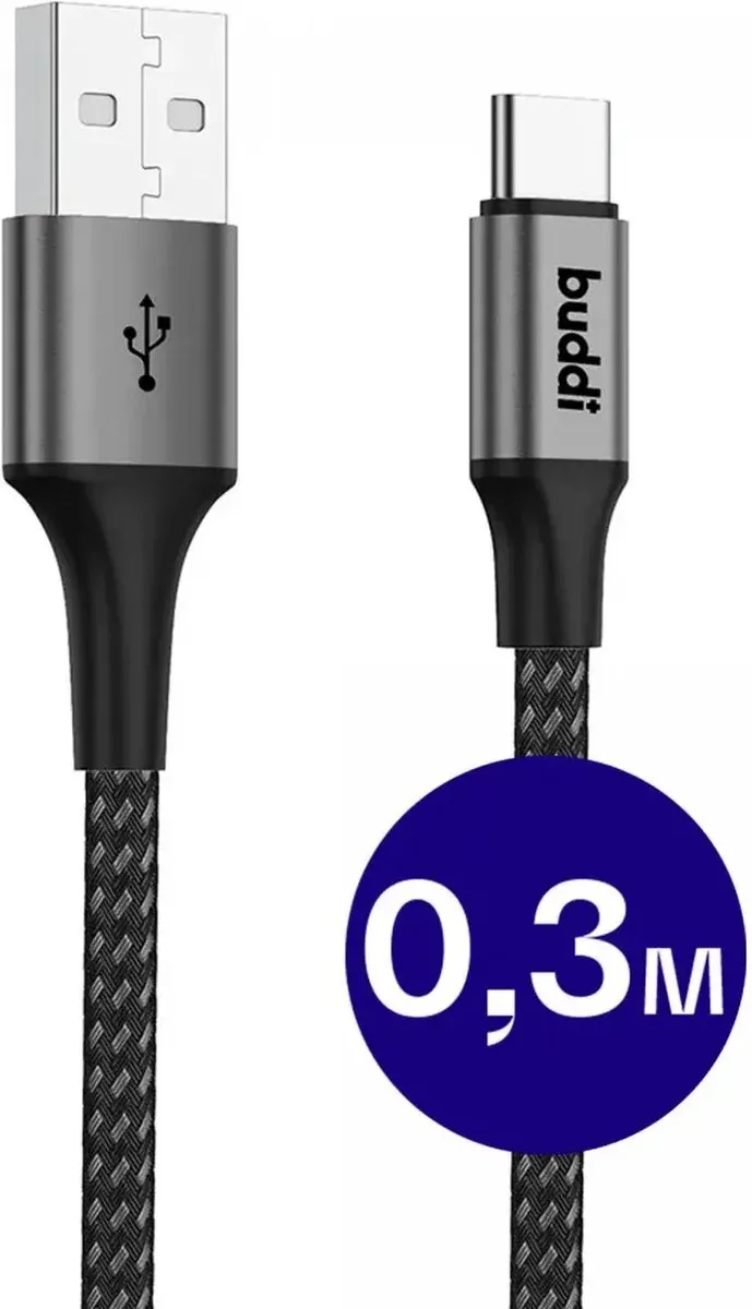 Buddi Flex USB-A naar USB-C Kabel 12W 0,3M