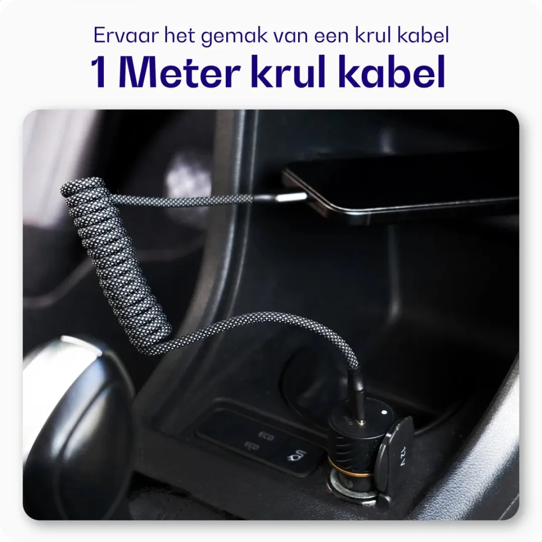 Buddi Flex USB-A naar USB-C Kabel 12W 0,3M - Zwart