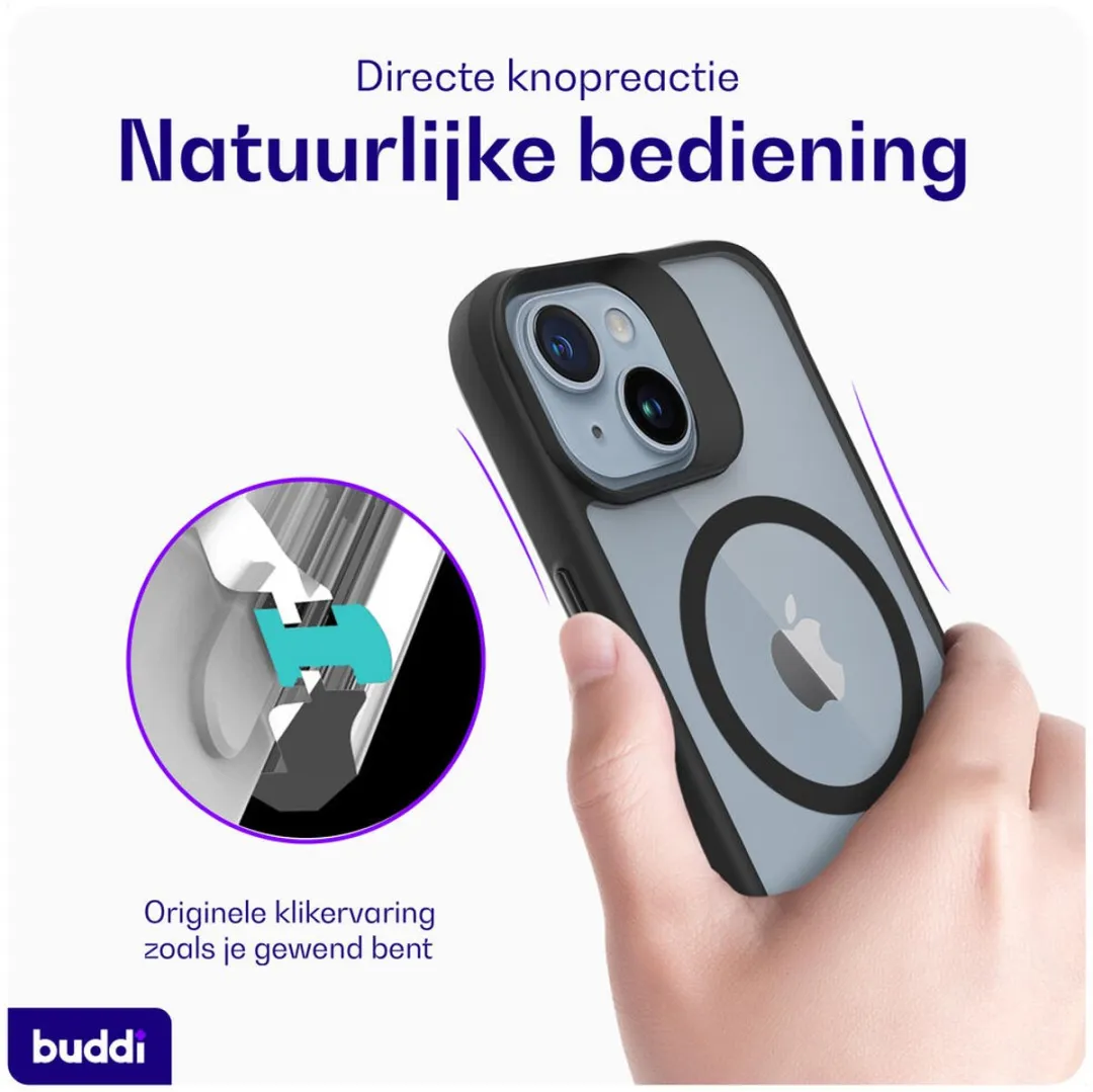 Buddi Hybrid Hoesje iPhone 13/14/15 - MagSafe - Matte Zwart