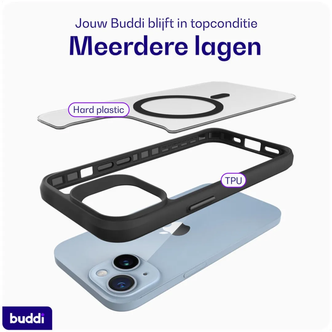Buddi Hybrid Hoesje iPhone 13/14/15 - MagSafe - Matte Zwart - afbeelding 6 van 6