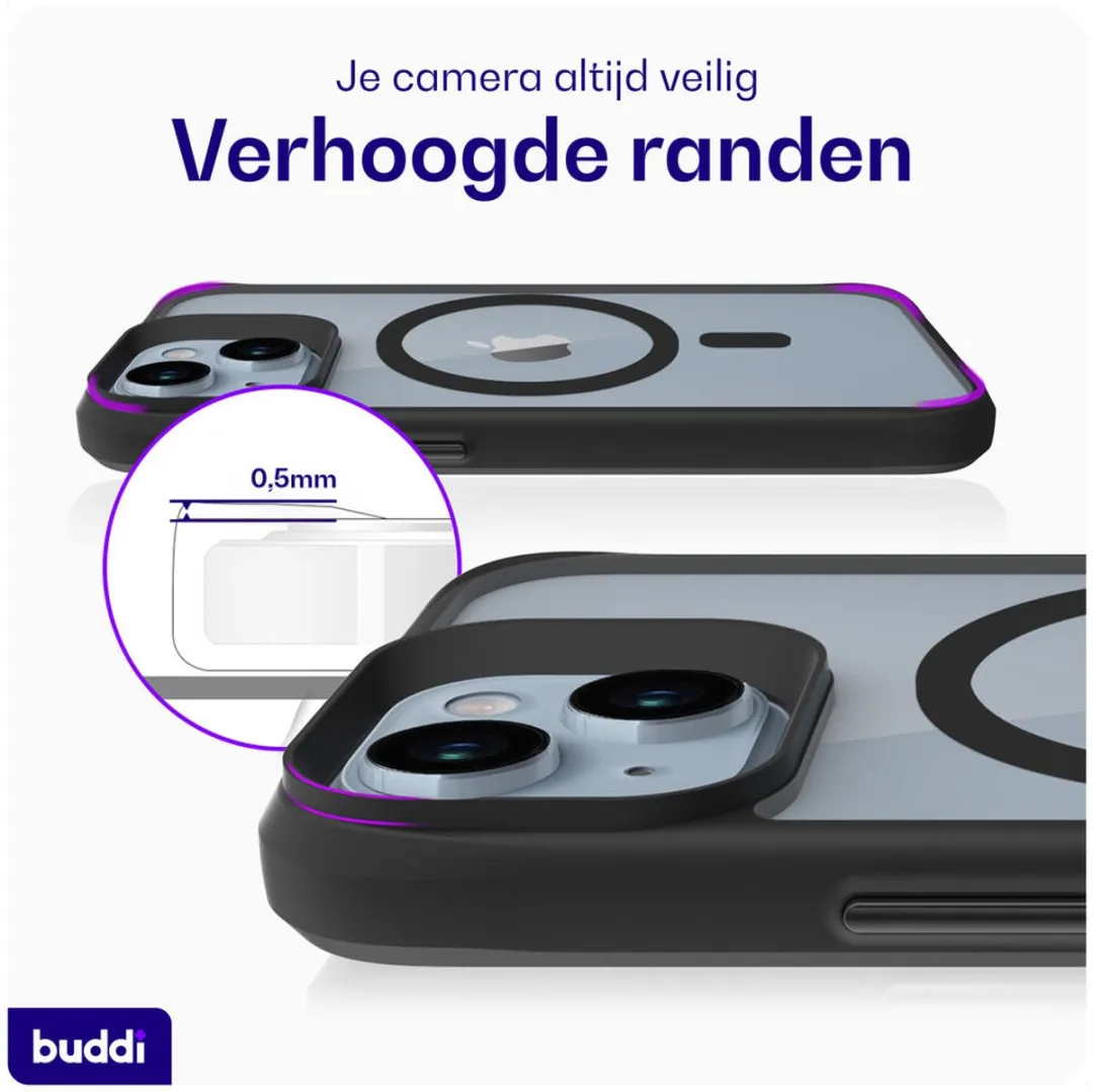 Buddi Hybrid Hoesje iPhone 13/14/15 - MagSafe - Matte Zwart