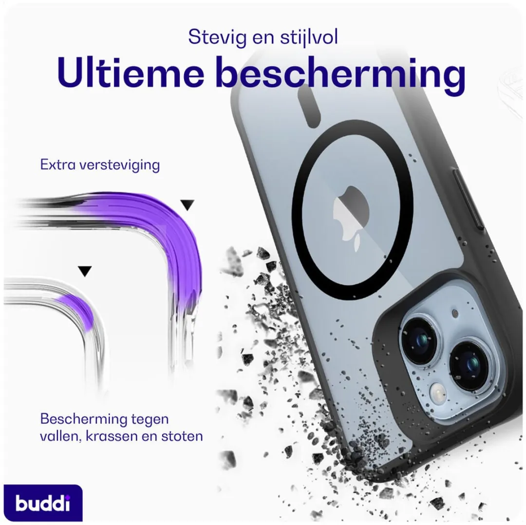 Buddi Hybrid Hoesje iPhone 13/14/15 - MagSafe - Matte Zwart