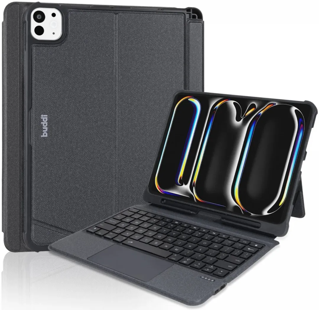 Buddi Thorn Hoes iPad Pro 11 2024/2025 - Toetsenbordhoes Zwart/Grijs
