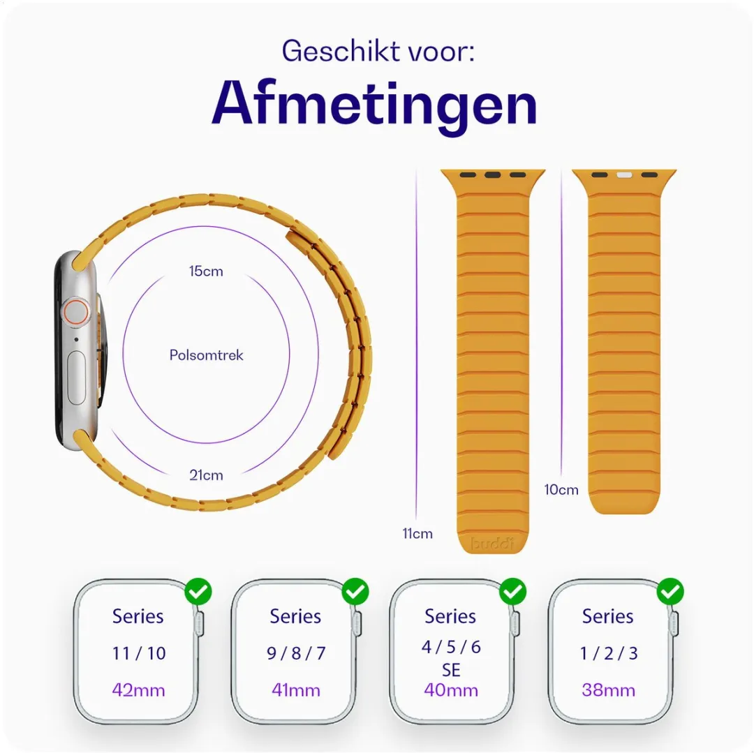 Buddi Fuse Magnetisch Bandje Apple Watch - Geel - afbeelding 6 van 6