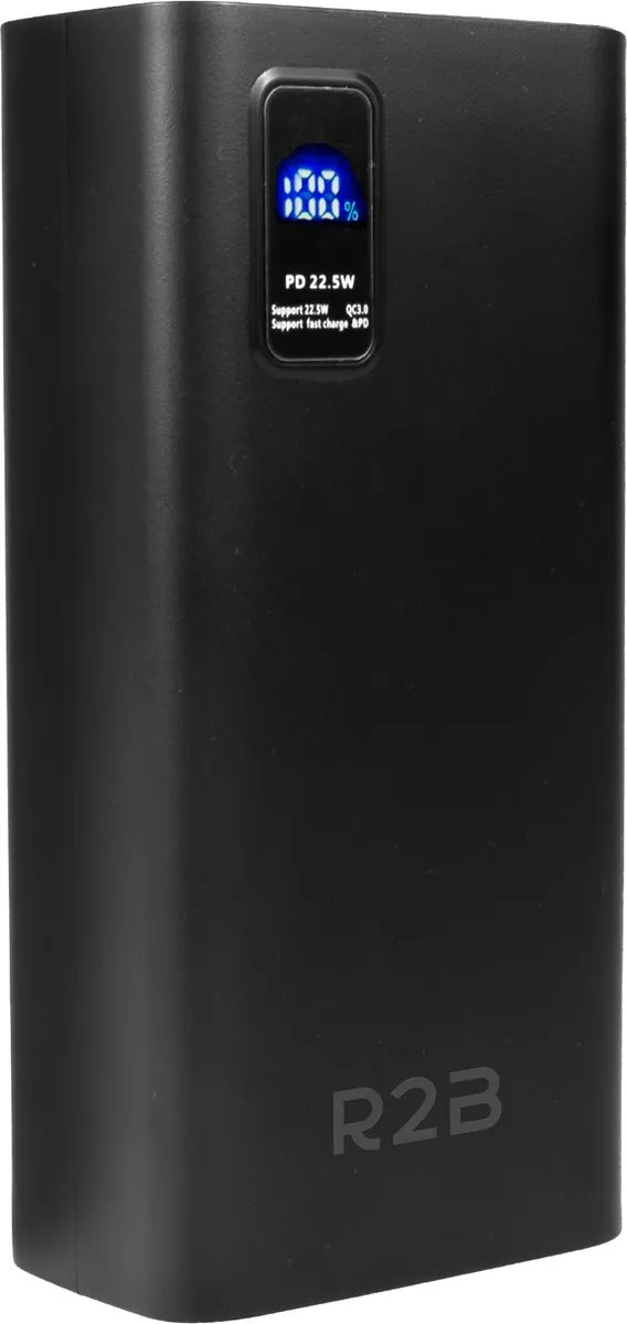 R2B Powerbank 30000mAh - 74W - 5x USB - Zwart