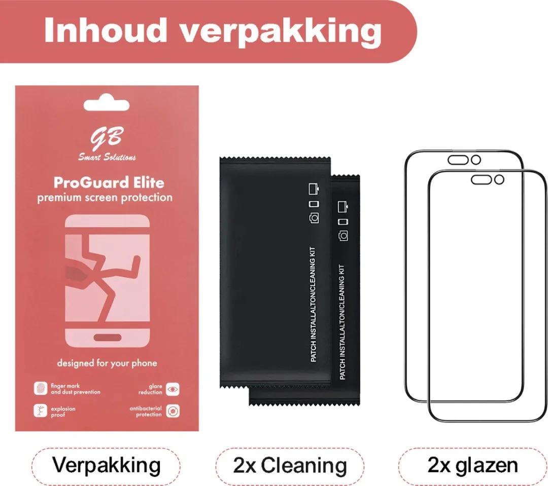 GB ProGuard Elite Screenprotector iPhone 14 Pro Max - 2 Stuks