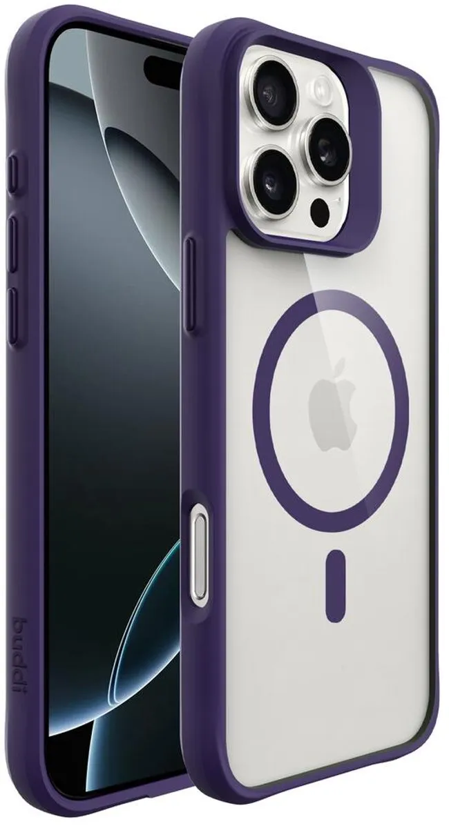 Buddi Hybrid Hoesje iPhone 16 Pro - MagSafe Transparant Paars