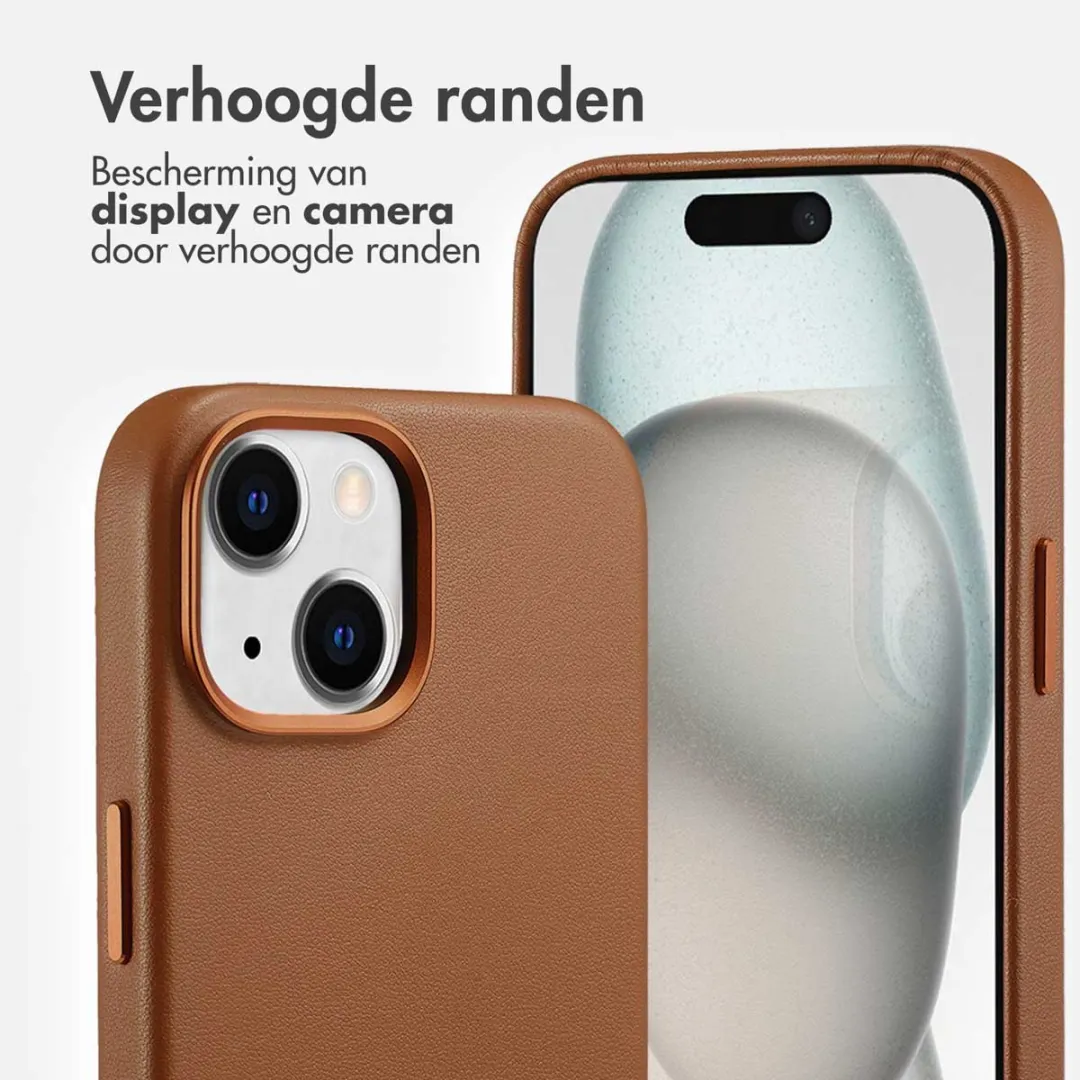 Accezz iPhone 15 Hoesje - MagSafe Leather - Sienna Brown - 2 Pasjes