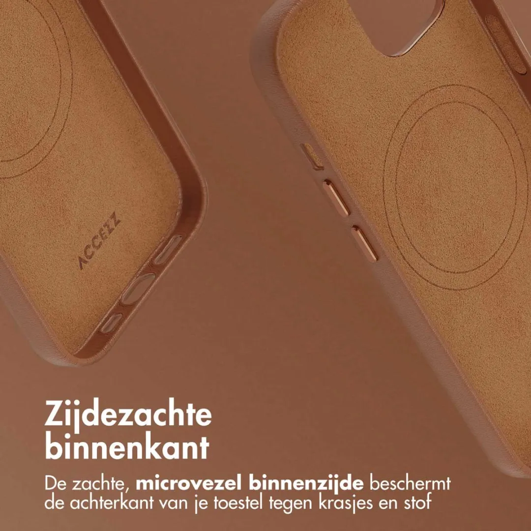Accezz iPhone 15 Hoesje - MagSafe Leather - Sienna Brown - 2 Pasjes
