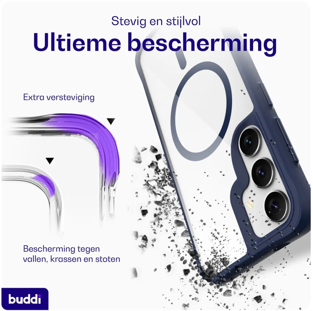 Buddi Hybrid Hoesje Samsung Galaxy S25/S24 Plus - MagSafe - Transparant Blauw