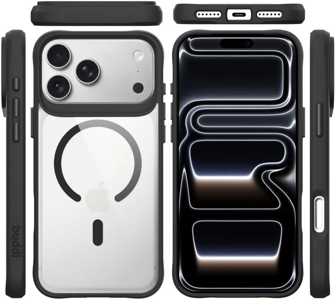Buddi Hybrid iPhone 17 Pro Max Hoesje - MagSafe - Transparant Zwart