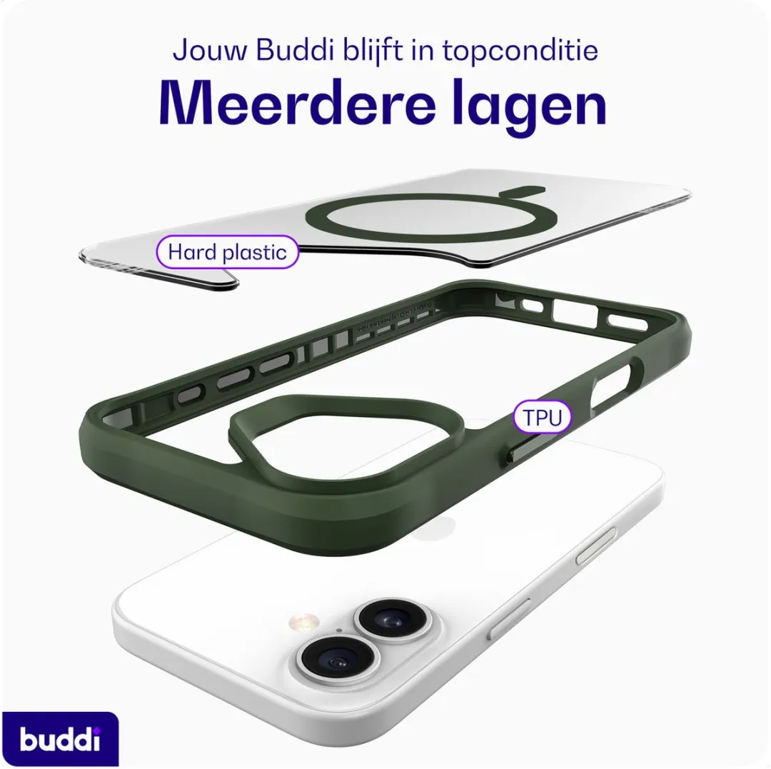 Buddi Hybrid Hoesje iPhone 17 - MagSafe - Transparant Groen
