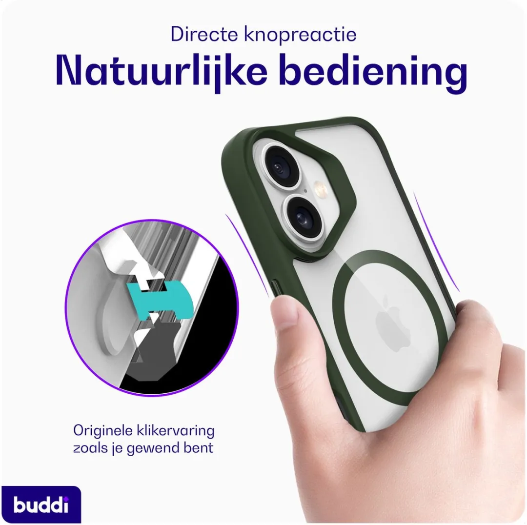 Buddi Hybrid Hoesje iPhone 17 - MagSafe - Transparant Groen