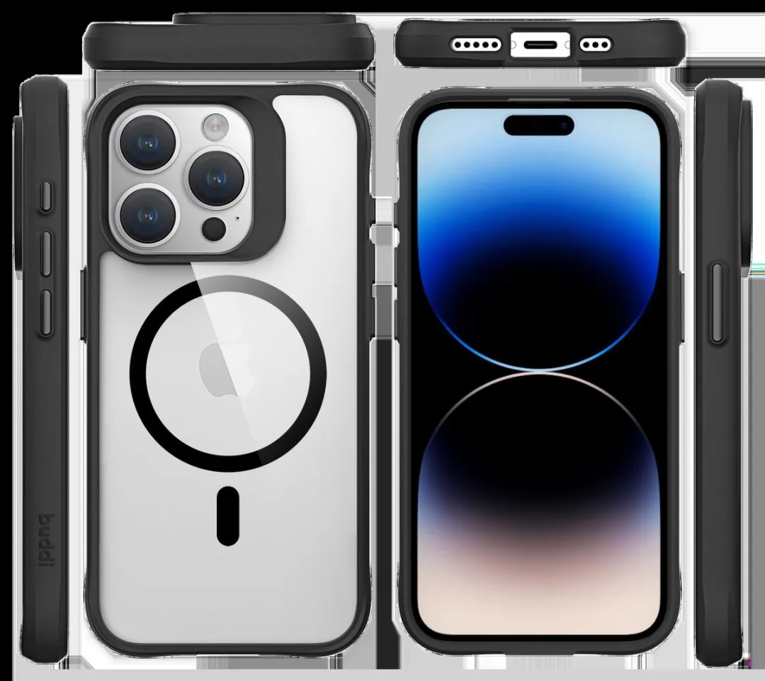 Buddi Hybrid Hoesje iPhone 15 Pro Max - MagSafe - Transparant Zwart - afbeelding 6 van 6
