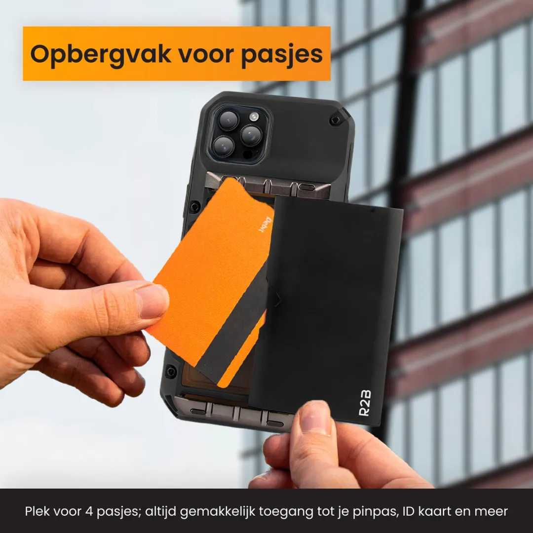 R2B iPhone 16 Pro Hoesje met Pasjeshouder - 4 Pasjes - Zwart
