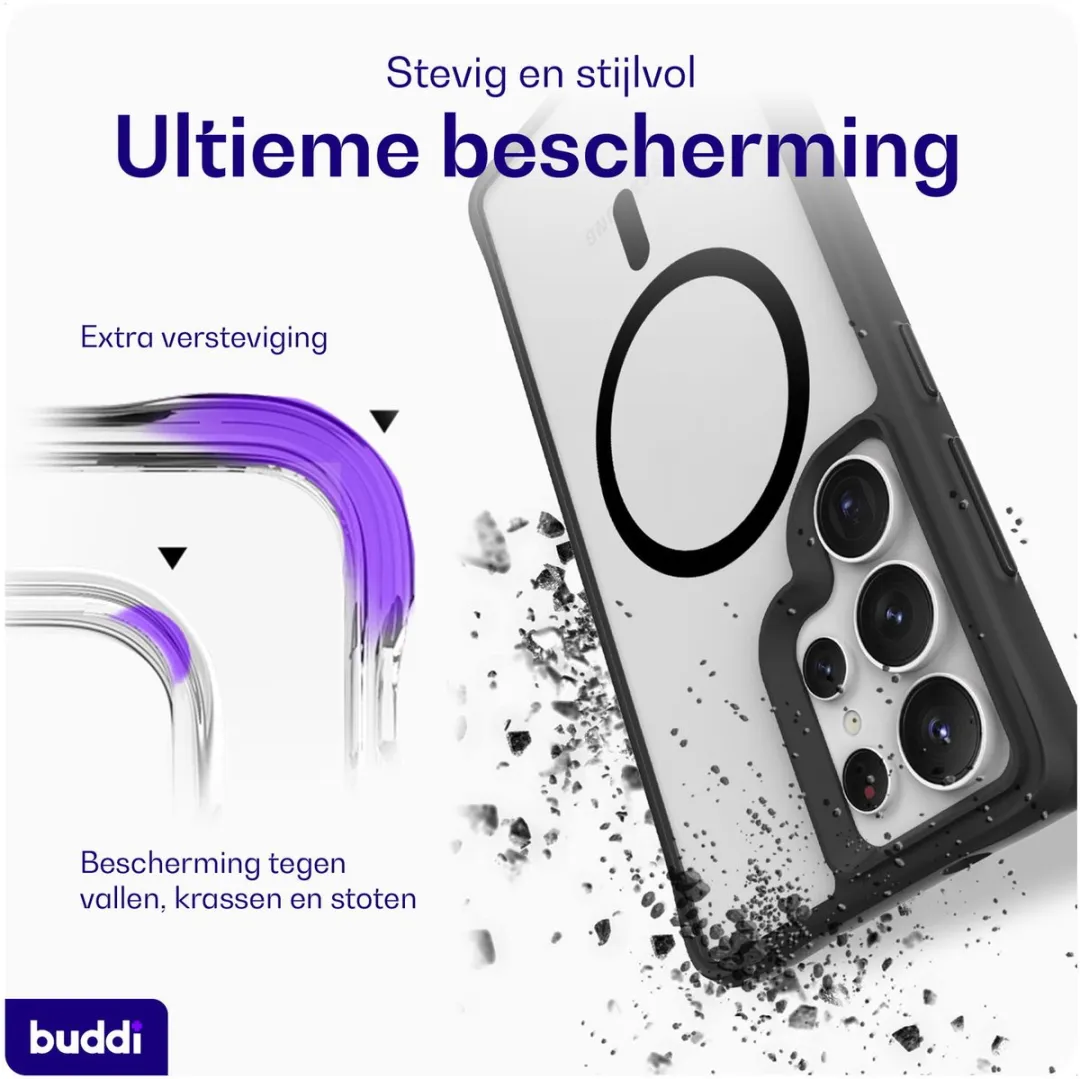 Buddi Hybrid Hoesje Samsung Galaxy S25 Ultra - MagSafe - Matte Zwart
