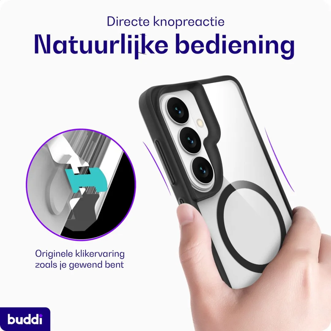 Buddi Hybrid Hoesje Samsung Galaxy S26 - MagSafe Transparant Zwart