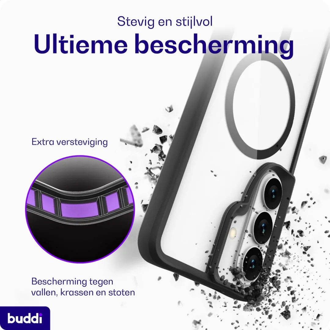Buddi Hybrid Hoesje Samsung Galaxy S26 - MagSafe Transparant Zwart - afbeelding 6 van 6