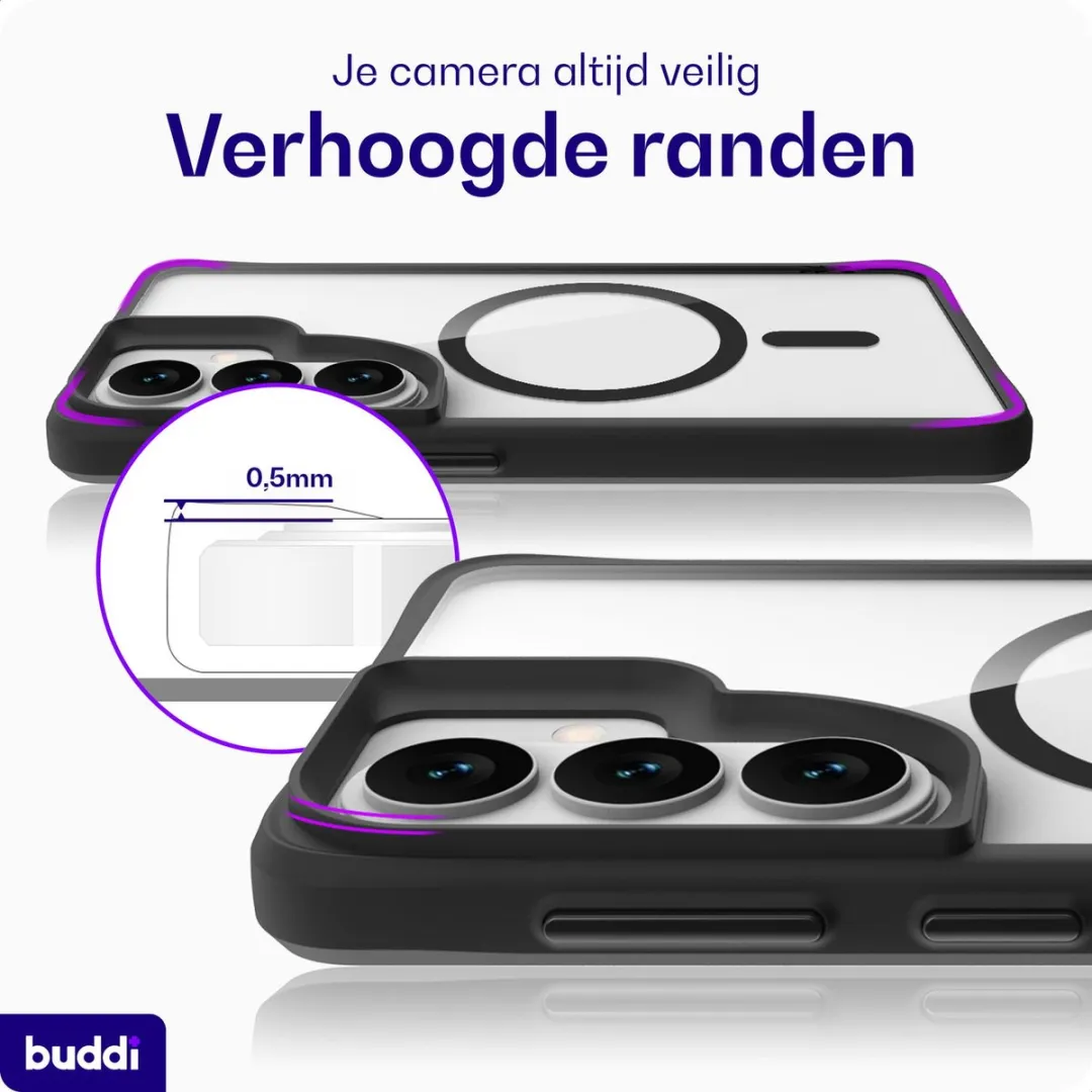 Buddi Hybrid Hoesje Samsung Galaxy S26 - MagSafe Transparant Zwart