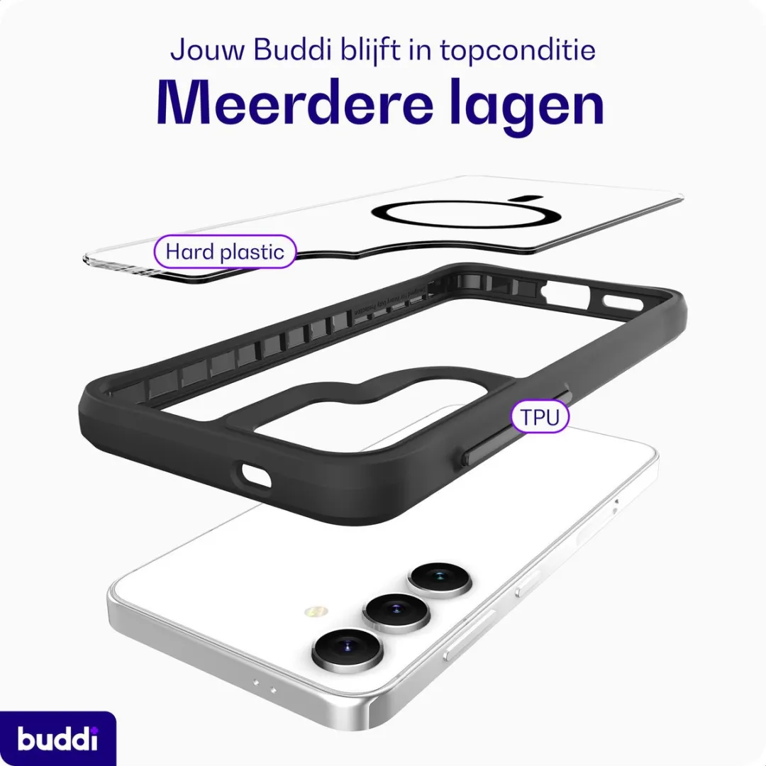 Buddi Hybrid Hoesje Samsung Galaxy S26 - MagSafe Transparant Zwart