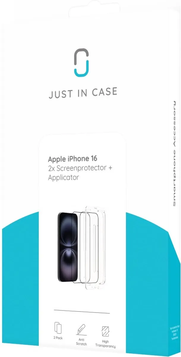 Just in Case Cazy iPhone 16 Screenprotector - 2 Stuks